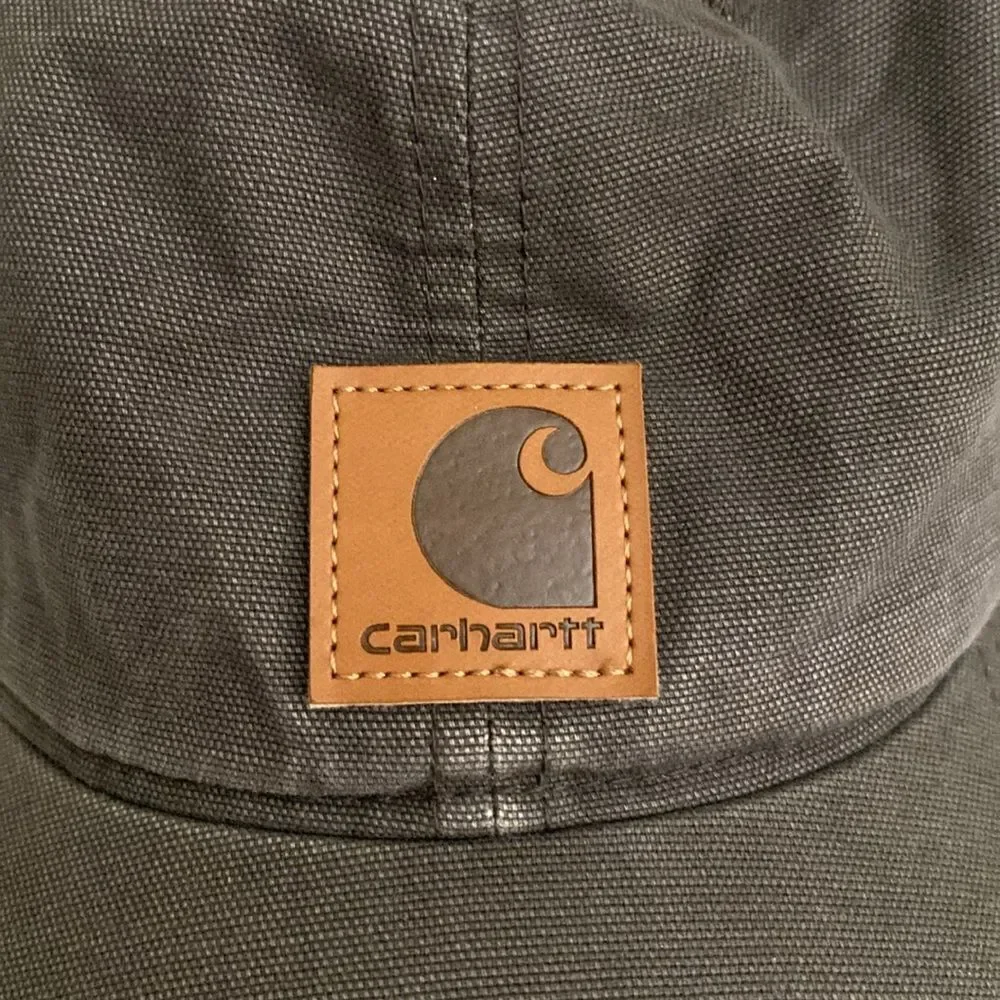 CCARHARTT Baseball Cap with Leather Patch Front Logo and Adjustable Velcro Strap